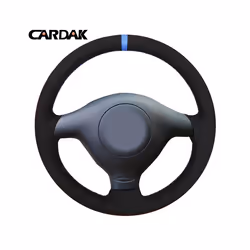 Black Suede Steering Wheel Cover for Volkswagen VW Golf 4 Passat B5 1996-2003 - Black thread