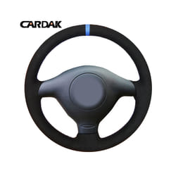 Black Suede Steering Wheel Cover for Volkswagen VW Golf 4 Passat B5 1996-2003 - White thread