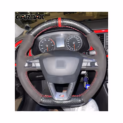 Leather Suede DIY Car Steering Wheel Cover For Seat Leon Cupra R Leon - style 01
