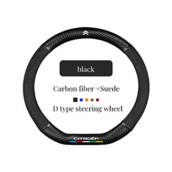 Suede+Carbon fiber Non-slip Steering Wheel Cover Citroen C1 C2 C3 Picasso - Black D
