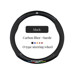 Suede+Carbon fiber Non-slip Steering Wheel Cover Citroen C1 C2 C3 Picasso - Black O