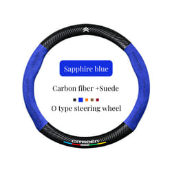 Suede+Carbon fiber Non-slip Steering Wheel Cover Citroen C1 C2 C3 Picasso - Blue O