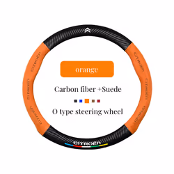Suede+Carbon fiber Non-slip Steering Wheel Cover Citroen C1 C2 C3 Picasso - Orange O