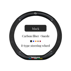 Suede+Carbon Fiber Non-slip Auto Steering Wheel Cover For Nissan Qashqai - Black D
