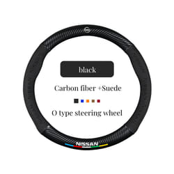 Suede+Carbon Fiber Non-slip Auto Steering Wheel Cover For Nissan Qashqai - Black O