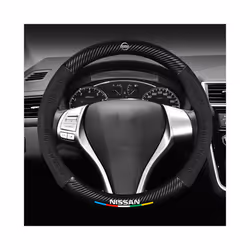 Suede+Carbon Fiber Non-slip Auto Steering Wheel Cover For Nissan Qashqai - Blue D
