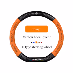 Suede+Carbon Fiber Non-slip Auto Steering Wheel Cover For Nissan Qashqai - Orange D