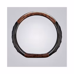 Wood Car Handlebar Cover Carbon Fiber Steering Wheel Protection Case Decoration - coffee D ring