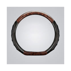 Wood Car Handlebar Cover Carbon Fiber Steering Wheel Protection Case Decoration - coffee D ring