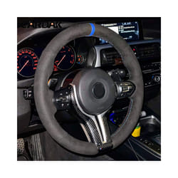 Black Suede Leather Car Steering Wheel Cover For BMW F87 M2 F80 M3 F82 - Style A