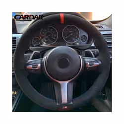 Black Suede Leather Car Steering Wheel Cover For BMW F87 M2 F80 M3 F82 - Style B