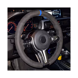 Black Suede Leather Car Steering Wheel Cover For BMW F87 M2 F80 M3 F82 - Style B