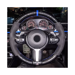 Black Suede Leather Car Steering Wheel Cover For BMW F87 M2 F80 M3 F82 - Style D