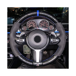 Black Suede Leather Car Steering Wheel Cover For BMW F87 M2 F80 M3 F82 - Style D