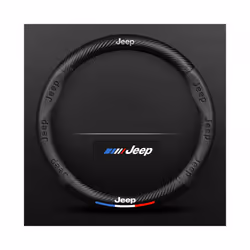 Car Stamped Carbon Fiber Steering Wheel Cover for Jeep Wrangler Cherokee - Black