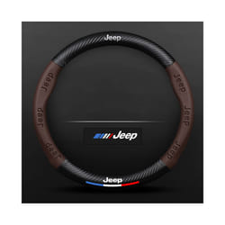 Car Stamped Carbon Fiber Steering Wheel Cover for Jeep Wrangler Cherokee - Brown