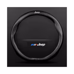 Car Stamped Carbon Fiber Steering Wheel Cover for Jeep Wrangler Cherokee - Dark Grey