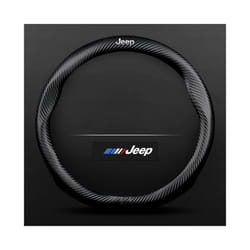 Car Stamped Carbon Fiber Steering Wheel Cover for Jeep Wrangler Cherokee - Dark Grey