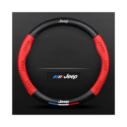 Car Stamped Carbon Fiber Steering Wheel Cover for Jeep Wrangler Cherokee - Red