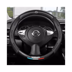 38cm Carbon Fiber Leather Car Steering Wheel Cover Four Seasons For Nissan - Dark Grey