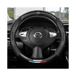 38cm Carbon Fiber Leather Car Steering Wheel Cover Four Seasons For Nissan - Dark Grey