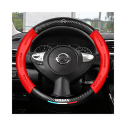 38cm Carbon Fiber Leather Car Steering Wheel Cover Four Seasons For Nissan - Silver