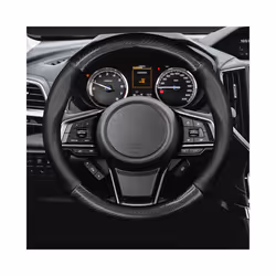 For Subaru Car Steering Wheel Cover Leather Carbon Fiber Fit Forester - Round Shape-Red