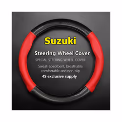 For Suzuki Steering Wheel Cover Leather Carbon Fiber Fit Dzire Celerio - 36cm-Round-Black