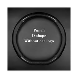 For Suzuki Steering Wheel Cover Leather Carbon Fiber Fit Dzire Celerio - D Shape-Black