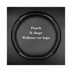 For Mercedes Benz Steering Wheel Cover Genuine Leather Carbon Fiber Fit - D Shape-Black