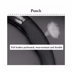 For Mercedes Benz Steering Wheel Cover Genuine Leather Carbon Fiber Fit - D Shape-Black