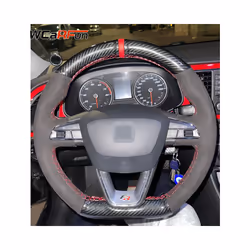 Custom Leather Suede Car Steering Wheel Cover For Seat Leon Cupra R Leon - style 01