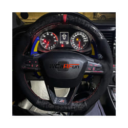 Custom Leather Suede Car Steering Wheel Cover For Seat Leon Cupra R Leon - style 02
