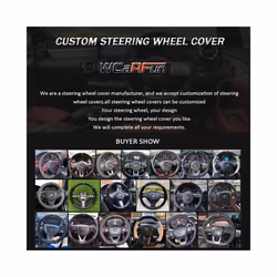 Custom Leather Suede Car Steering Wheel Cover For Seat Leon Cupra R Leon - style 02