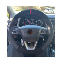 Custom Leather Suede Car Steering Wheel Cover For Seat Leon Cupra R Leon - style 03