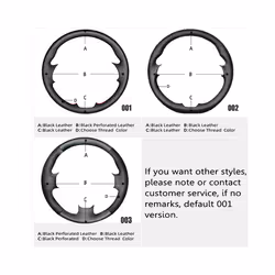 Hand-stitched Black Genuine  Leather Steering Wheel Cover for Mercedes - black thread