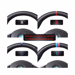 Hand-stitched Black Genuine  Leather Steering Wheel Cover for Land Rover - red and blue thread