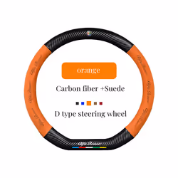 Car Suede Carbon Fiber Steering Wheel Cover Non-slip Suitable For Alfa - D orange