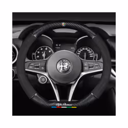 Car Suede Carbon Fiber Steering Wheel Cover Non-slip Suitable For Alfa - D orange