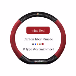 Car Suede Carbon Fiber Steering Wheel Cover Non-slip Suitable For Alfa - D red