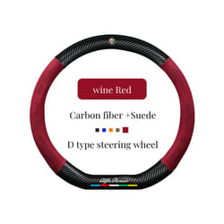 Car Suede Carbon Fiber Steering Wheel Cover Non-slip Suitable For Alfa - D red