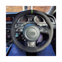 Black Carbon fibre Leather Car Steering Wheel Cover For Audi A1 A3 A4 - Style 2