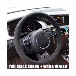 Black Carbon fibre Leather Car Steering Wheel Cover For Audi A1 A3 A4 - Style 6