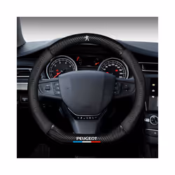 3D Embossing Carbon Fiber Leather Car Steering Wheel Cover For Peugeot - D Red