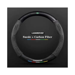 Car Suede Carbon Fiber Non-Slip Steering Wheel Cover For Land Rover Range - Black