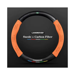 Car Suede Carbon Fiber Non-Slip Steering Wheel Cover For Land Rover Range - Orange