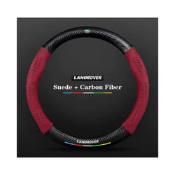 Car Suede Carbon Fiber Non-Slip Steering Wheel Cover For Land Rover Range - Red