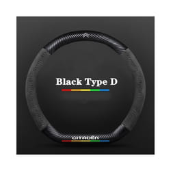 Car Suede carbon fiber Non-slip steering wheel cover For Citroen C1 C2 - Black Type D