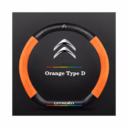 Car Suede carbon fiber Non-slip steering wheel cover For Citroen C1 C2 - Orange Type D