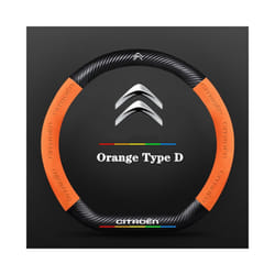 Car Suede carbon fiber Non-slip steering wheel cover For Citroen C1 C2 - Orange Type D
